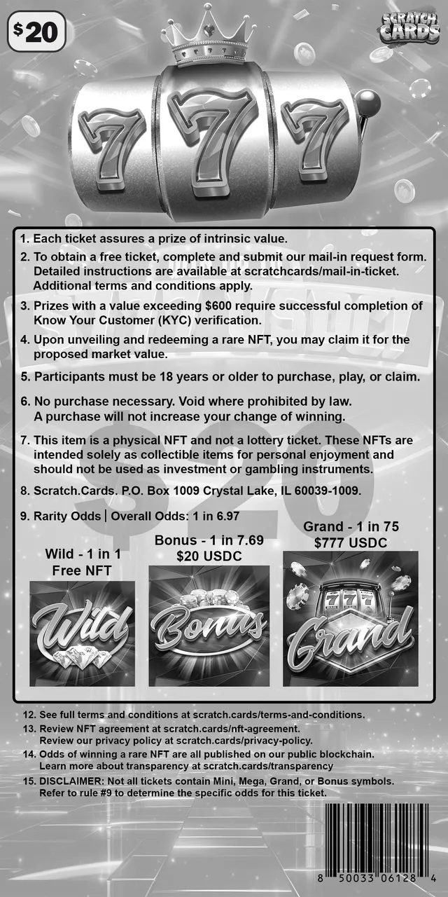777 ticket, back with rules and odds