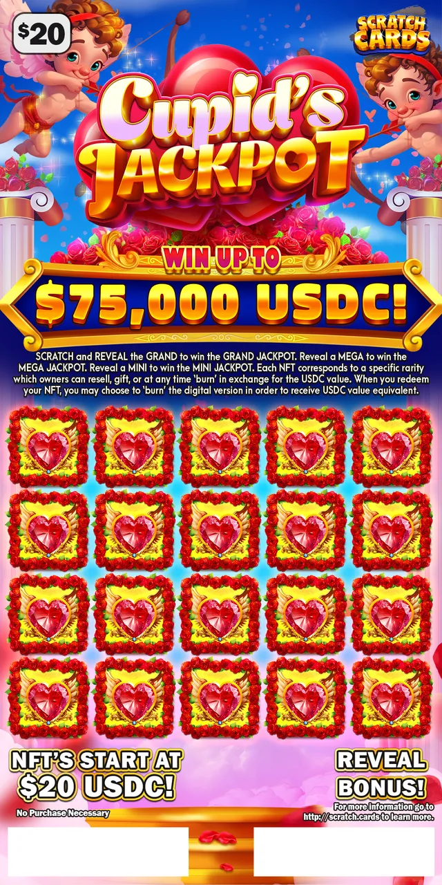 Cupid's Jackpot ticket, front