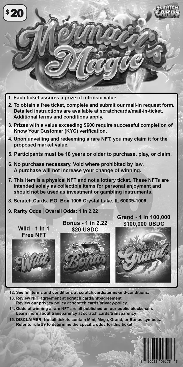 Mermaid Magic ticket, back with rules and odds