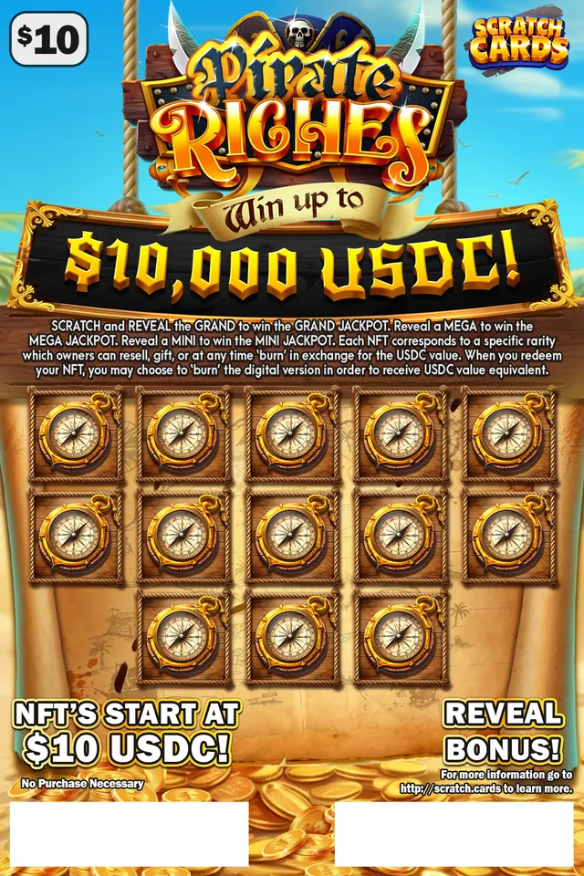 Pirate Riches ticket, front