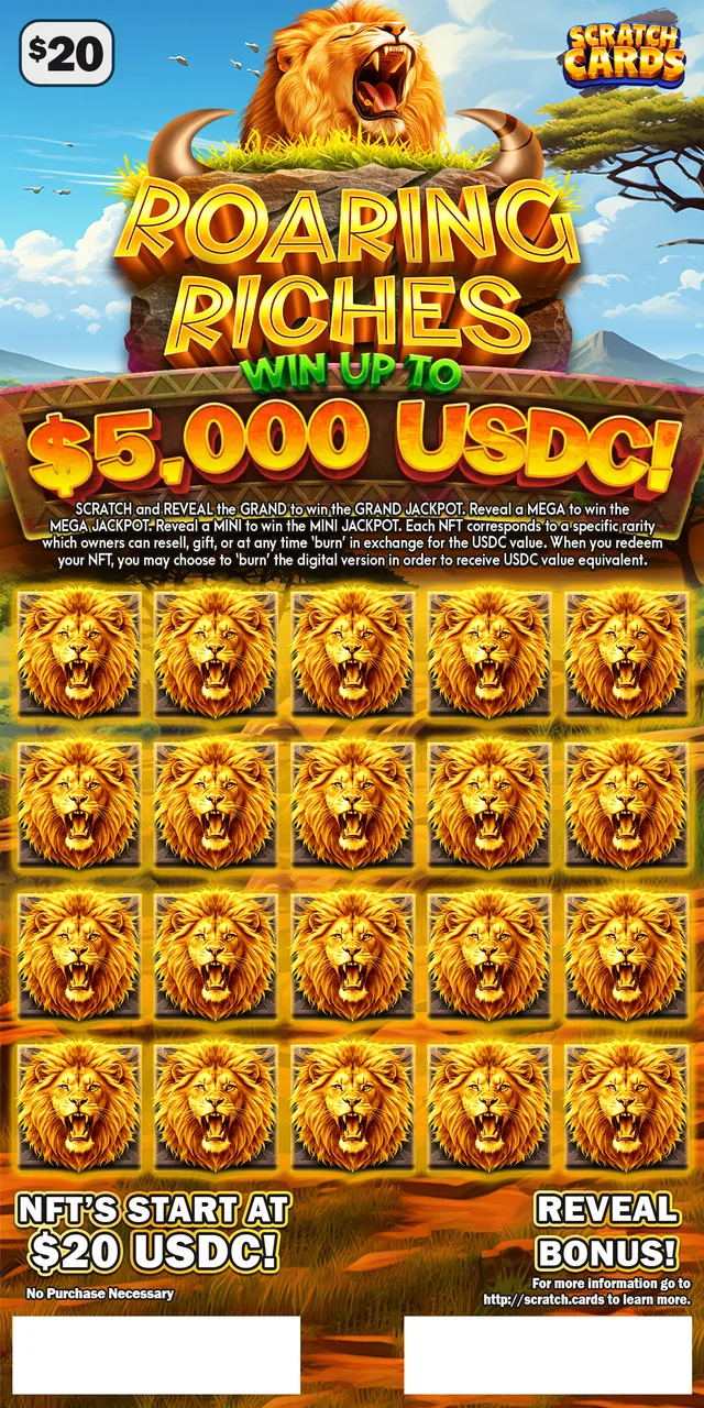 Roaring Riches ticket, front